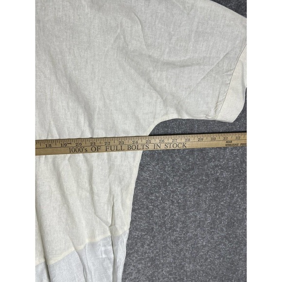 Melissa Paige Linen Blend Asymmetrical Oversize Short Sleeve Top Medium Cream - Picture 14 of 15